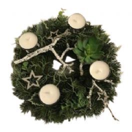 salg af Hvid adventskrans, Ø30 cm. - kunstige adventskranse