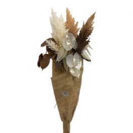 salg af Brun/creme buket, håndbunden 80 cm. - kunstige buketter