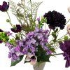 kunstig blomsterbuket i lilla