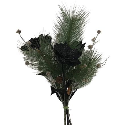 salg af Kunstig julebuket, sort -  håndbunden - kunstige julebuketter