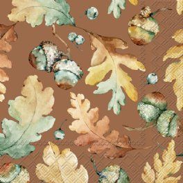 salg af Kaffeserviet, acorns and leaves brown