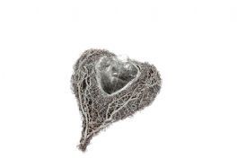 salg af Flet hjerte, grå - 20*25 cm.