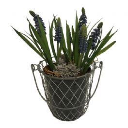 salg af Gaveide, blå perlehyacinter - H25 cm.  - kunstige blomster