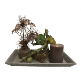 salg af Gaveide, fad med pynt - 21*36 cm. - kunstige blomster