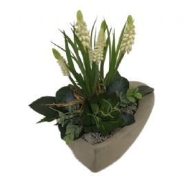 salg af Dekoration med hvide perlehyacinter - H25 cm. - kunstige blomster
