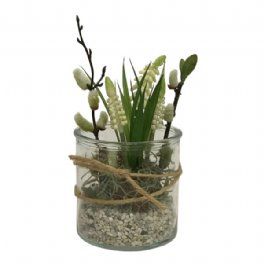 salg af Kunstig gaveide, hvide perlehyacinter - h18 cm. - kunstige blomster