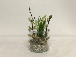 salg af Kunstig gaveide, hvide perlehyasinter - h18 cm. - kunstige blomster