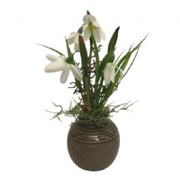 salg af Kunstig gaveide, vase med vintergækker - 22 cm. - kunstige blomster