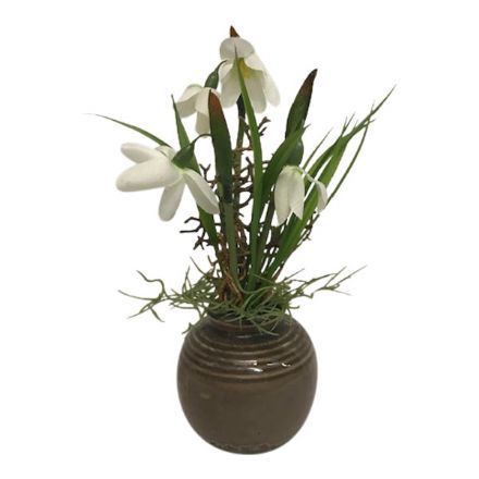 salg af Gaveide, Vase med vintergækker - 22 cm. - kunstige blomster