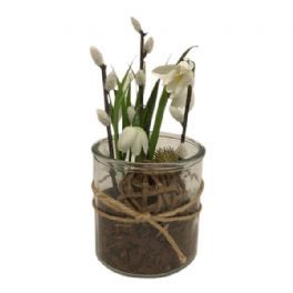 salg af Gaveide, vintergækker i glas - H20 cm.  - kunstige blomster