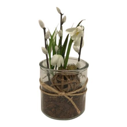 salg af Gaveide, vintergækker i glas - H20 cm.  - kunstige blomster