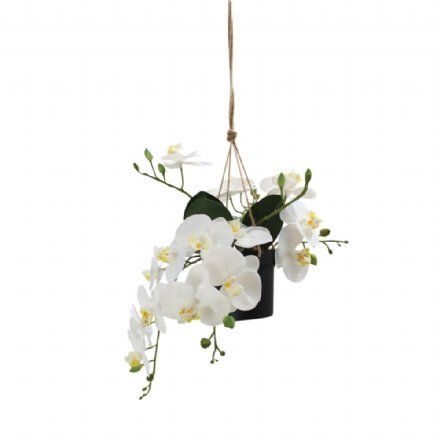 salg af Kunstig hvid hænge orkide, H25 cm.