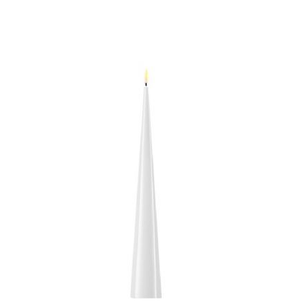 salg af Kunstig hvid lak LED keglelys, 28 cm. - kunstige stearinlys