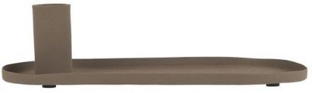 salg af Jern lysestage med bakke, brun - 9*23 cm.