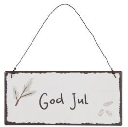 salg af Jule skilt, GOD JUL - brun - 7*15 cm.