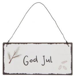 salg af Jule skilt, god jul - brun - 7*15 cm.