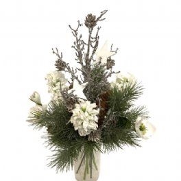 salg af Kunstig hvid julebuket, H55 cm.
