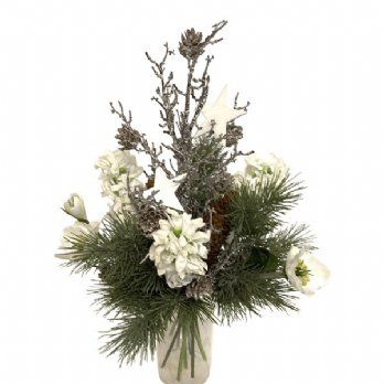 salg af Kunstig hvid julebuket, H55 cm.