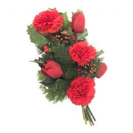 salg af Kunstig julebuket, rød - ligge - kunstige blomster