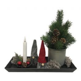 salg af Juledekoration på fad, rød - kunstige dekorationer