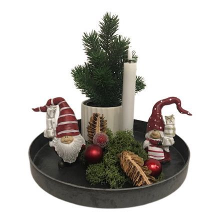 salg af Kunstig juledekoration på fad, rød - Ø27 cm. - kunstige dekorationer