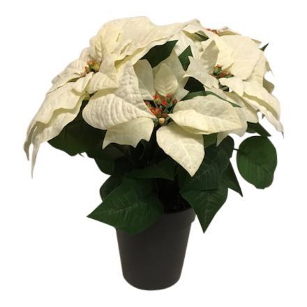 salg af Kunstig creme farvet julestjerne, H40 cm. - kunstige blomster