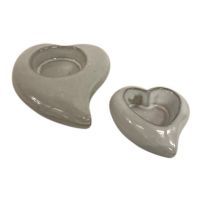 salg af Keramik hjerte, grå - Ø12 cm.