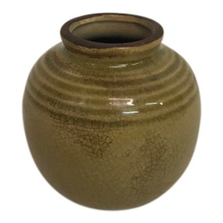 salg af Grøn/brun vase, keramik - ø 8*8 cm. 
