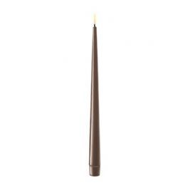 salg af LED kertelys, real flame - brun lak - 28 cm. - kunstige stearinlys