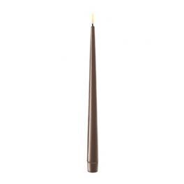 salg af Kunstig mokka LED kertelys med lak - 2 stk. - H28 cm.