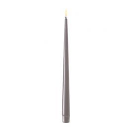 salg af LED kertelys, real flame - 2 stk. grå lak - 28 cm. - kunstige stearinlys