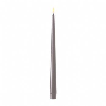salg af Kunstig grå LED kertelys med lak - 2 stk. - H28 cm.