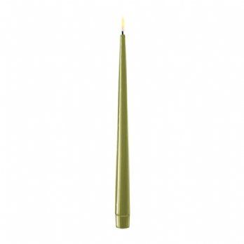 salg af Kunstig olivengrøn LED kertelys med lak, 2 stk. - H28 cm.