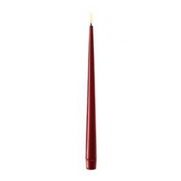 salg af Kunstig bordeaux LED kertelys med lak - 2 stk. - H28 cm.