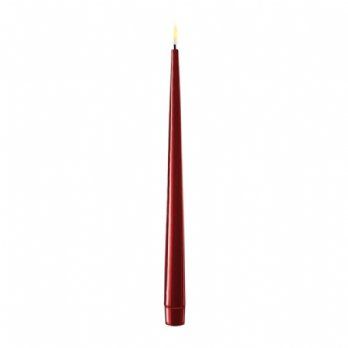 salg af Kunstig bordeaux LED kertelys med lak - 2 stk. - H28 cm.