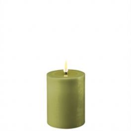 salg af Olivengrøn LED bloklys - 7,5*10 cm. - kunstige stearinlys