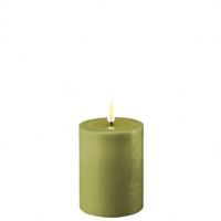 salg af Kunstig olivengrøn LED bloklys - 7,5*10 cm. - kunstige stearinlys