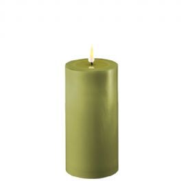 salg af Kunstig olivengrøn LED bloklys 7,5*15 cm.