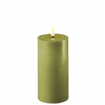salg af Kunstig olivengrøn LED bloklys 7,5*15 cm.