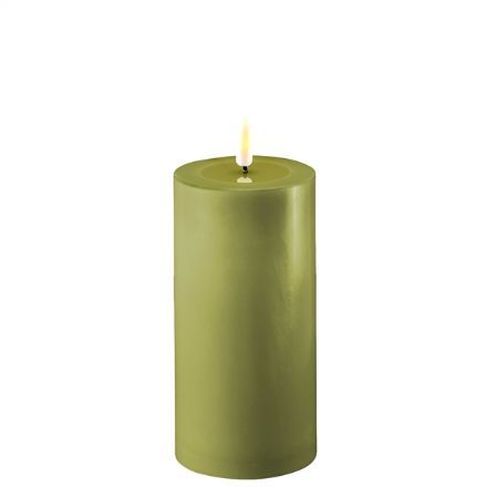 salg af Kunstig olivengrøn LED bloklys 7,5*15 cm. - kunstige stearinlys