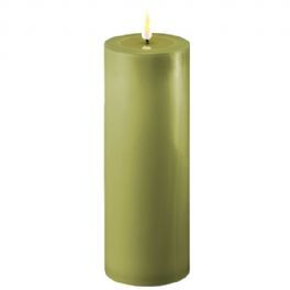 salg af Olivengrøn LED Bloklys 7,5*20 cm. - kunstige stearinlys