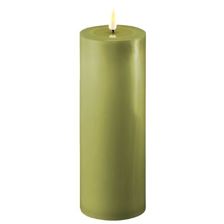 salg af Kunstig olivengrøn LED bloklys 7,5*20 cm. - kunstige stearinlys