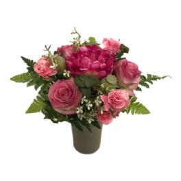 salg af Kunstig Pink buket - Håndbunden - kunstige blomster
