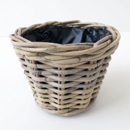 salg af Rattan kurv, lys grå - Ø22 cm.