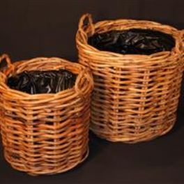 salg af Rattan kurv med håndtag - brun - Ø60 cm.