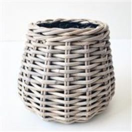 salg af Rattan kurv, dråbe - lys grå - Ø20 cm.