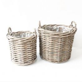 salg af Rattan kurv med plast, ekstra kraftig - Ø45 cm.