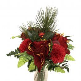 salg af Kunstig rød julebuket, H45 cm.
