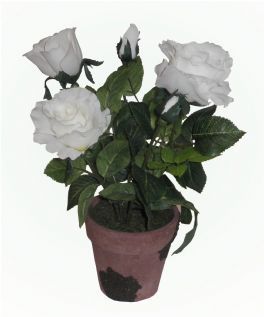salg af Kunstig hvid potterose, H34 cm.