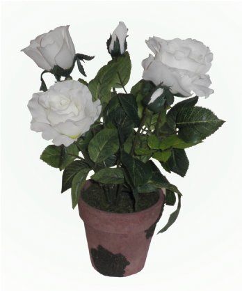 salg af Kunstig hvid potterose, H34 cm.